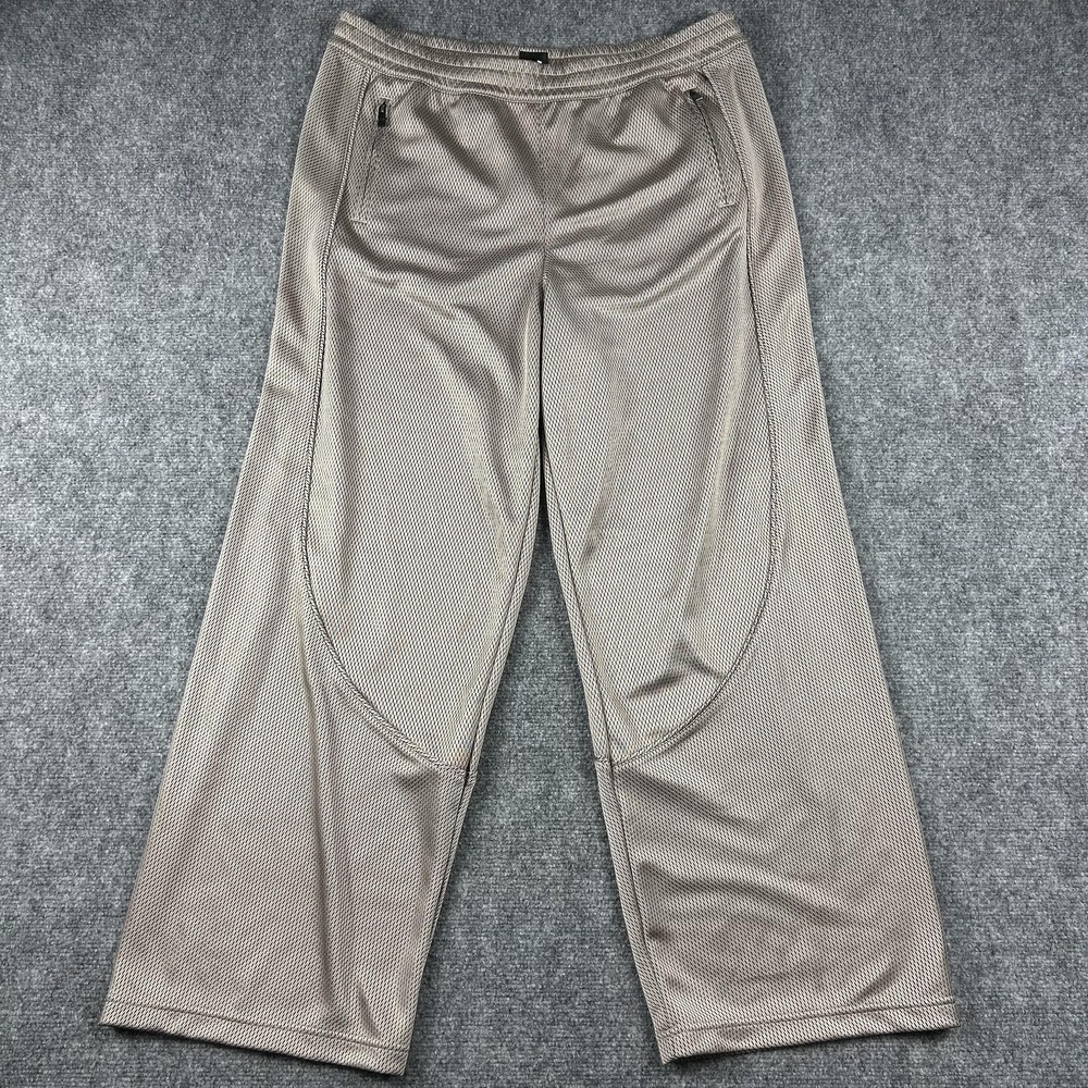 Under Armour Pants Womens Large Beige SCP Dazzle‎ Oversized Mesh Wide Leg Track
